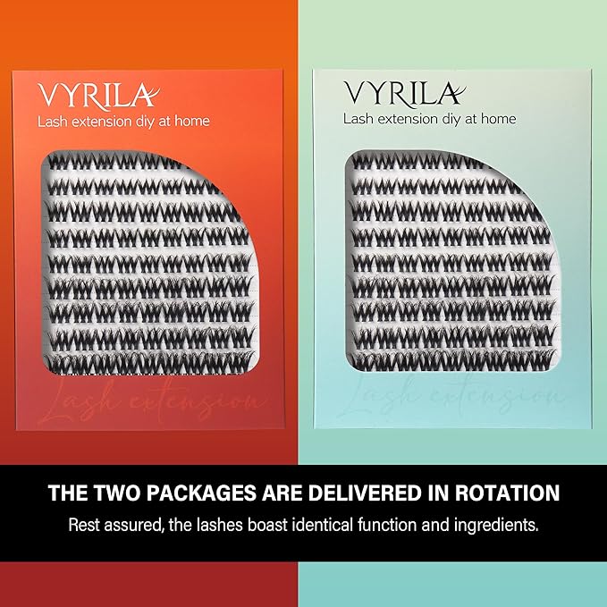 VYRILA Lash Clusters 0.05mm Individual Lashes, 3D Wispy Lashes Clusters, 0.1mm Super Thin Band Resuable Natural Lashes,D Curl Faux Mink Lashes,108pcs Lash Extension (Green Cozy-D-0.05-8-16mix)