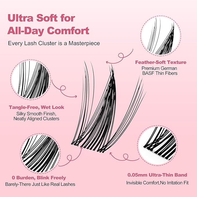 Spiky Fairy Lash Clusters with Ultra-Thin 0.05mm Invisible Band, 8-18mm Manga and Wet-Look Lashes, WideSpan DIY Eyelash Extensions, C Curl, 120 Clusters, Beginner Friendly, FayJoo FLICKER 11 Lash Only