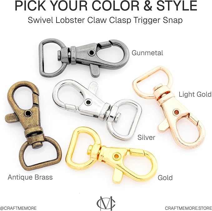 20pcs Swivel Lobster Claw Clasp Trigger Snap Hooks for Purse Making Macrame Lanyard Clip CSPS (1/2 Inch, Antique Brass)