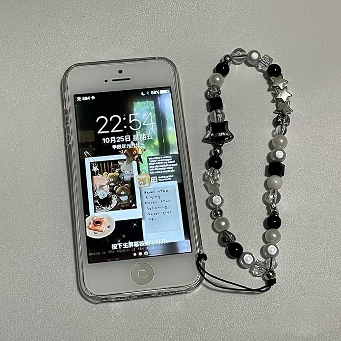 2 Pcs Phone Charm Strap Hand Universal for iPhone Wrist Strap Camera Lanyard Pearl Beaded Cute Chain String Accessories Universal for iPhone 17 Pro Max Samsung Women Girls Phones Bag Keychain