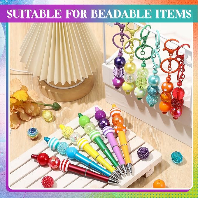 100 Pcs 20mm Rhinestone Bubblegum Beads for Pens Mixed Crystal Resin Chunky Beads for DIY Craft Keychain Necklace Bracelet Jewelry Making(Rainbow Color)