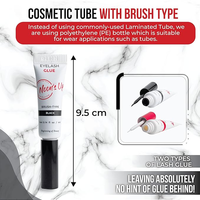 NOON'S UP Eyelash Glue (Clear) - Super Strong Hold Eyelash Adhesive | Waterproof Hypoallergenic Lash Glue for Sensitive Eyes | Blends Naturally (0.14 Fl. Oz.)