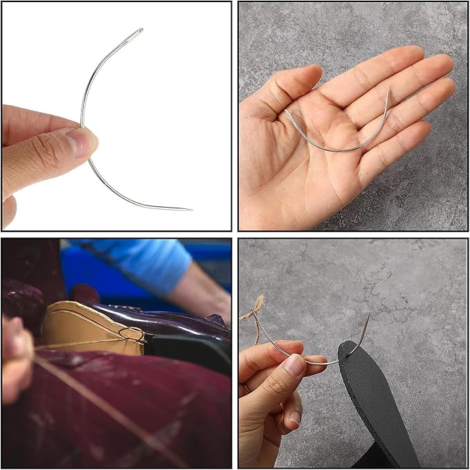 14PCS Curved Needles - 7 Sizes C-Type Weaving Upholstery Heavy-Duty Hand Sewing Repair With Sharp Tips for Carpet Leather Canvas Repairing Blocking Knitting Modelling Crafts