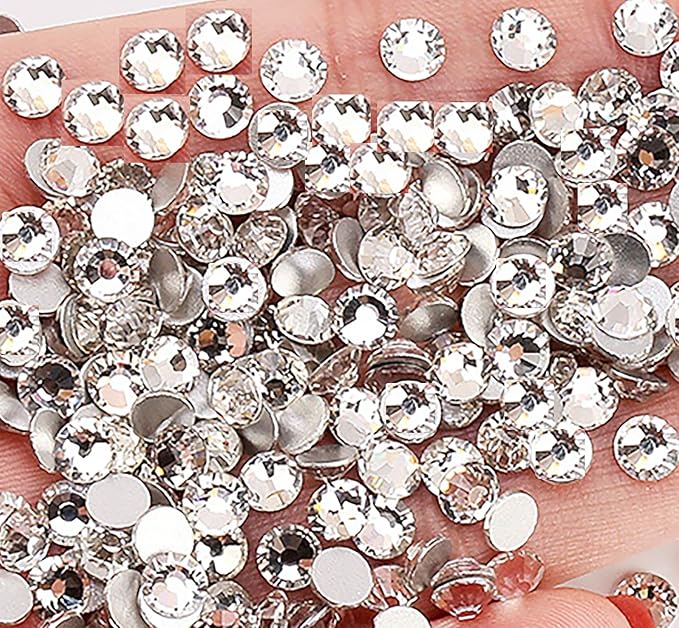 1440pcs Glue Fix Crystal Flatback Rhinestones Glass Diamantes Gems for Nail Art Crafts Decorations Clothes Shoes 4.8mm (ss20, Crystal)