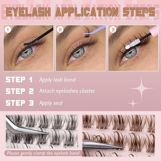 Brown Lash Clusters Invisible Band Eyelash Clusters Manga Cluster Lashes Natural Lashes Clusters C Curly 8-16mm Wispy Cluster Eyelash Extensions 168pcs DIY Individual Lashes by Ruairie