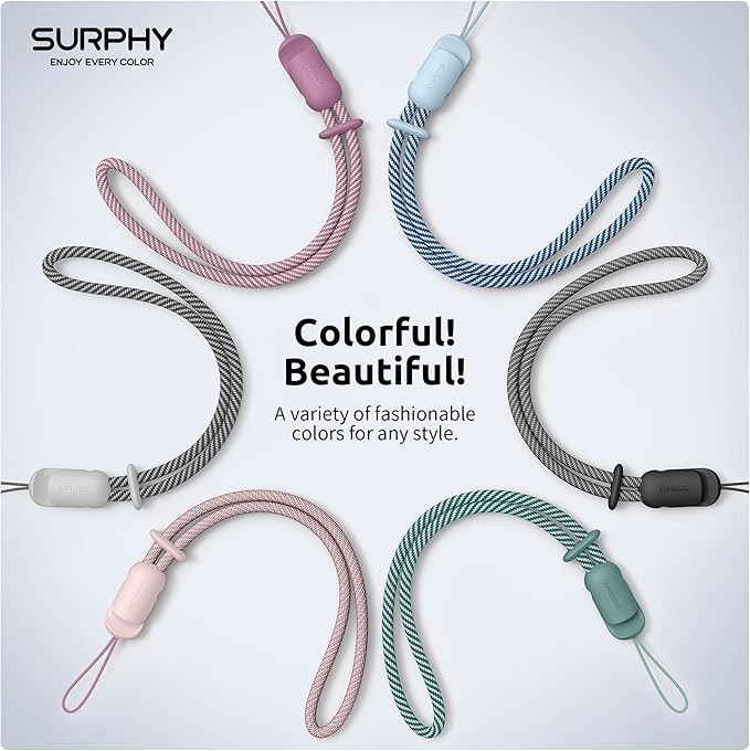 SURPHY 3 Pack Phone Wrist Strap with CellPhone Tether Tab, Cellphone Lanyard, Phone Strap with 2-Color Braided, Wrist Lanyard