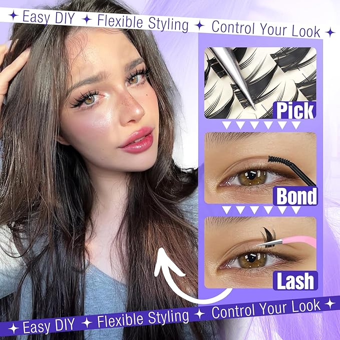 Yawamica Manga Lash Clusters Spiky Eyelash Clusters Wispy Lash Extensions 10-16mm Fairy Individual Lashes C Curl DIY Anime Lashes for Cosplay & Daily Wear