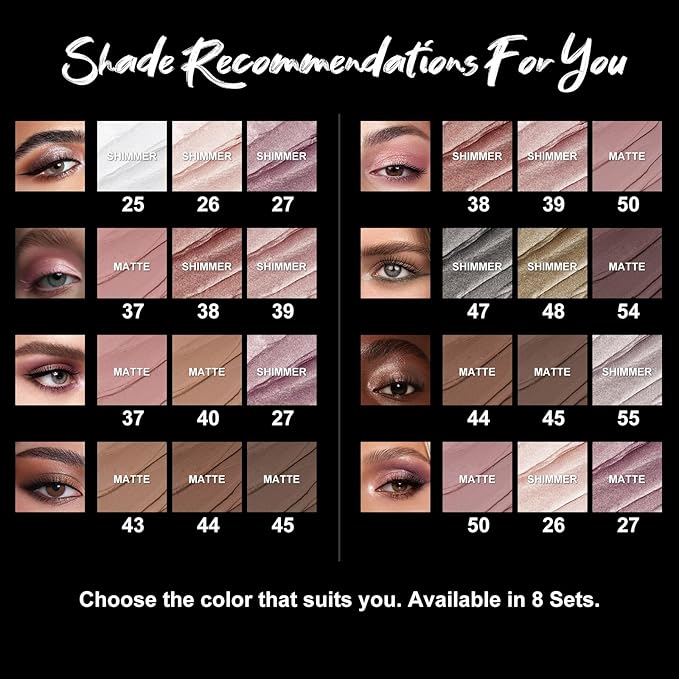 FOCALLURE 3PCS Cream Eyeshadow Stick Sets,Matte and Shimmer Eye Brightener, High Pigmented Crease-proof Pencil,Long Lasting Eye Shadow Highlighter Makeup,Sugar Noir