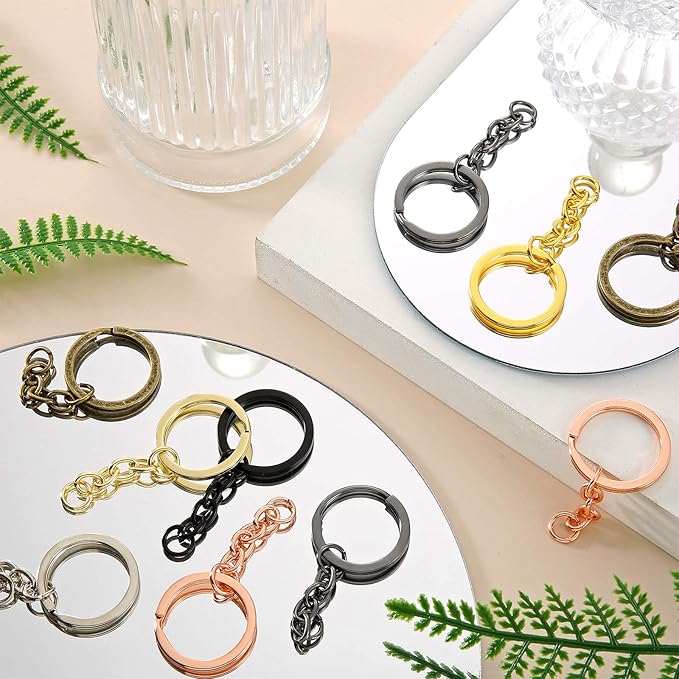250 Pieces Keychain Rings Including 35 Pieces Keychain Rings and Jump Rings and 180 Pieces Screw Eye Pins for Jewelry Making (Mixed Colors,25 mm)