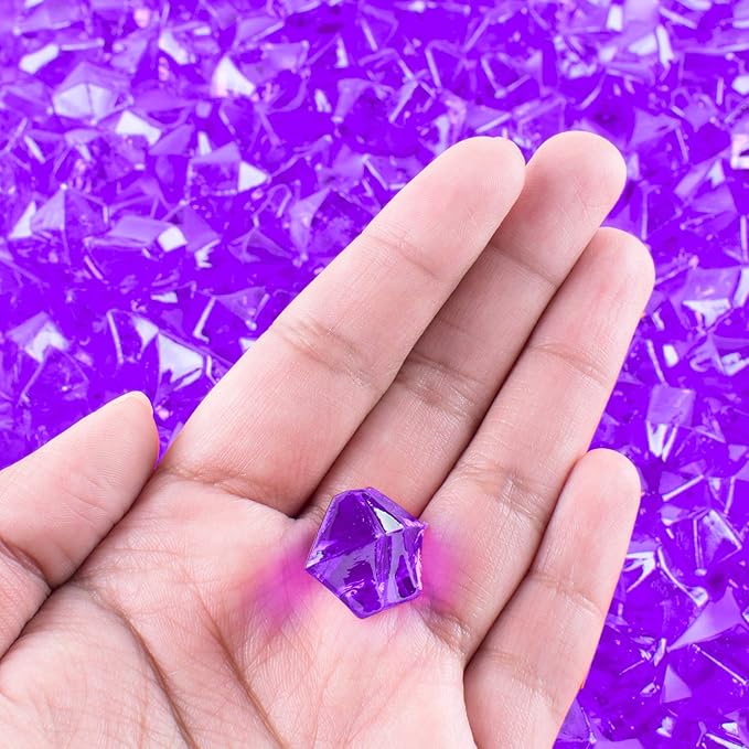 Super Z Outlet 120 Pack Acrylic Color Ice Rock Crystals Treasure Gems for Table Scatters, Home Vase Fillers, Event, Wedding, Arts & Crafts, Birthday Decoration Favor (1" Inch)(Purple)