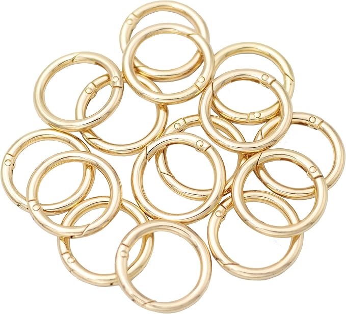 12pcs Trigger Spring O Rings Round Carabiner Clip Snap for Keyrings Buckle, Bags,Purses (Gold, 1 1/4 inch)