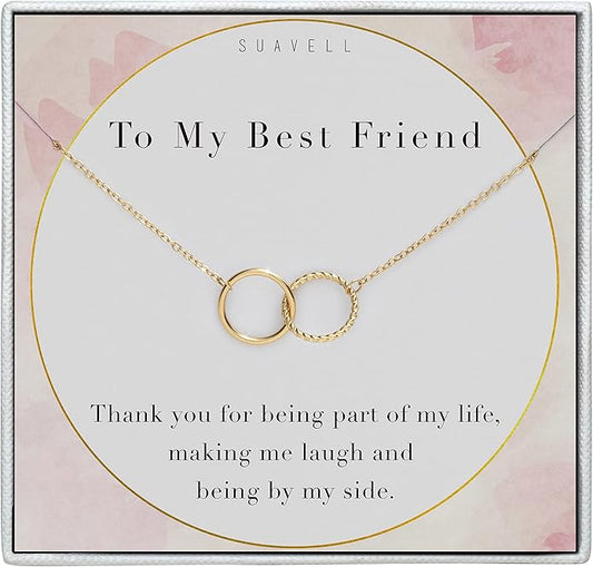 Suavell Best Friend Necklaces: Interlocking Circle Open Circle Ster Sterling Silver Chain Necklaces | Friendship Gifts, Birthday Gift Ideas