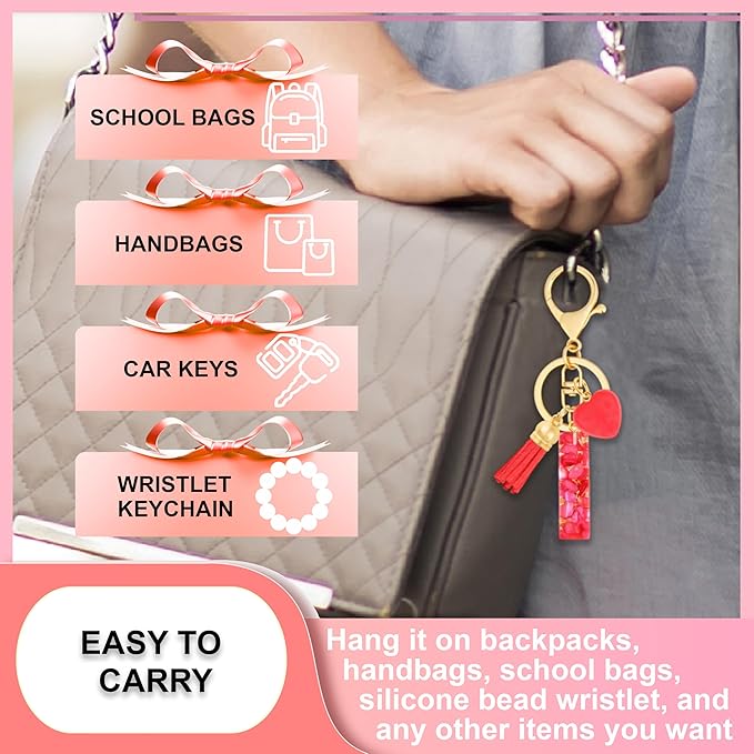 Initial Keychains for Women with Cute Heart Resin - Alphabet Letter Keychain for Bag, Backpacks, Purse or Car key