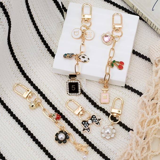 Hzopcw 20pcs Gold Keychain Making Kit, Key Ring Swivel Snap Hook Chains, Extender Keychain Bag Charm Kits for DIY Crafts Jewelry Making Handbag Purses