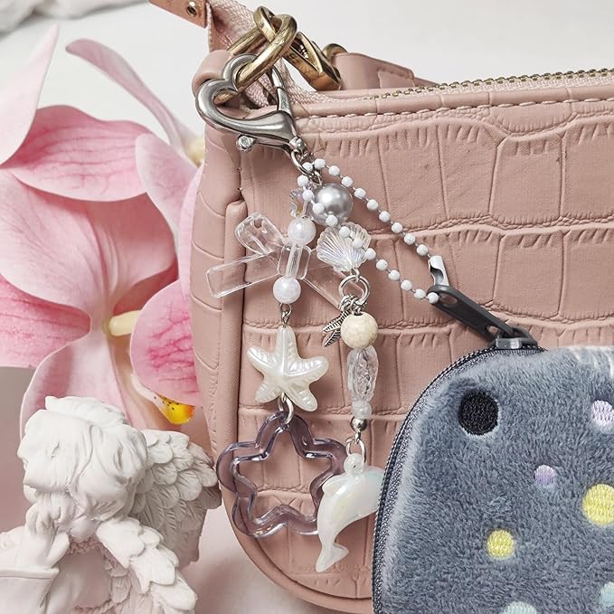 Adorable Whale Shark Coin Purse Keychain,Soft Plush Zipper Coin Purse,Handmade Purse Bag Charm Gift for Women (Grey)