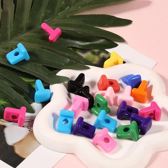 40 PCS Letter Beads 3D Acrylic 21mm x 14mm T Loose for Jewelry Making Bracelet Necklaces Keychain Phone Bag Chain Key Chains(Mixed Color T)