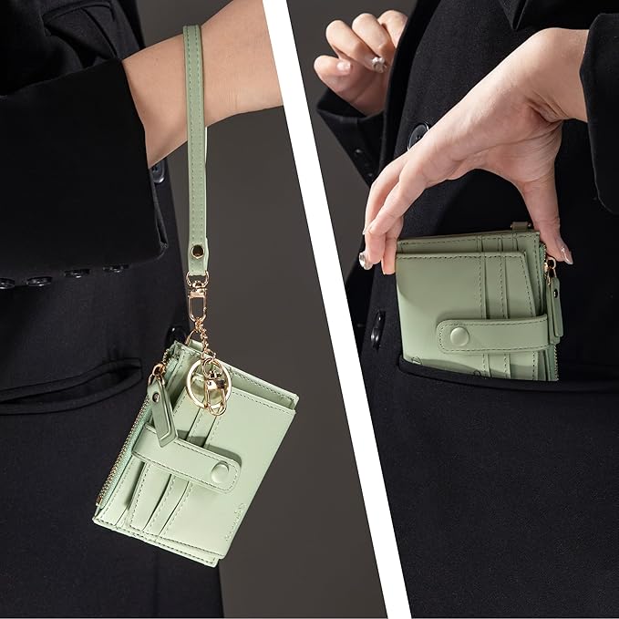 Keychain Wallet Wristlet Small Credit Card Holder Bracelet Key Chain Purse Bangle Tassel Beads Key Rings for Women
