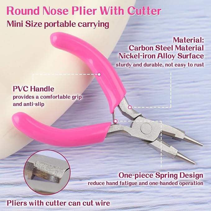 SPEEDWOX 3 Inch Mini Pliers - Round Nose, Wire Looping, Cutter for Jewelry Making & Wire Bending