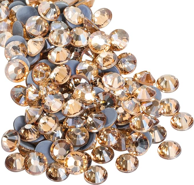 Beadsland Hotfix Rhinestones, 2880pcs Flatback Crystal Rhinestones for Crafts Clothes DIY Decorations, Golden Shadow, SS6, 1.9-2.1mm
