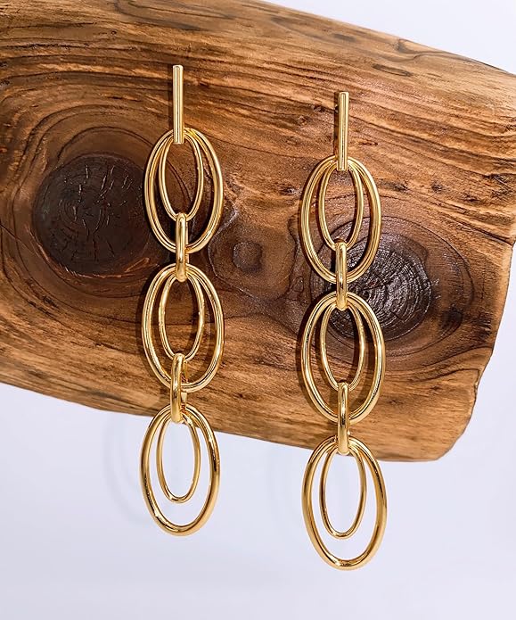 OZEL 14K Gold & Silver Plated Paperclip Chain Earrings with Cubic Zirconia – Dangle, Hoop, Huggie, Stud Styles – Women’s Fashion Jewelry Gift