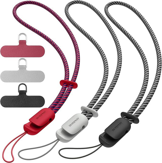 SURPHY 3 Pack Phone Wrist Strap with CellPhone Tether Tab, Cellphone Lanyard, Phone Strap with 2-Color Braided, Wrist Lanyard