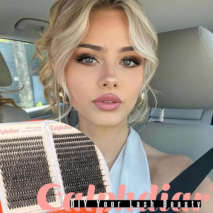 calphdiar Lash Clusters Wispy Eyelash Clusters 480PCS 40D+50D Individual Lashes Clusters D-curly Cluster Eyelash Extensions 8-18mm DIY Natural Volume Lash Extension for Beginners