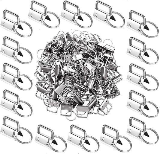 Qovydx 45Pcs 1 inch Silver Key Fob Hardware Kits 1” Metal Keyfobs Hardware Bulk for Keychains Fob Wristlet Hardware with Key Ring for Lanyard