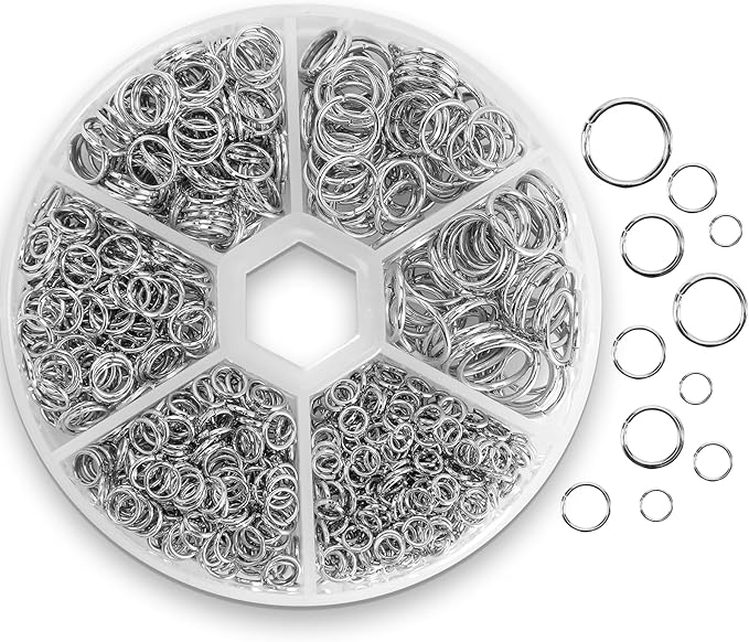 1100Pcs Open Jump Rings, Silver Jump Rings Set Stainless Steel Jump Ring O Ring Connectors for Jewelry Making Bracelet Earrings Necklace Connectors (4/5/6/7/8/10mm)…