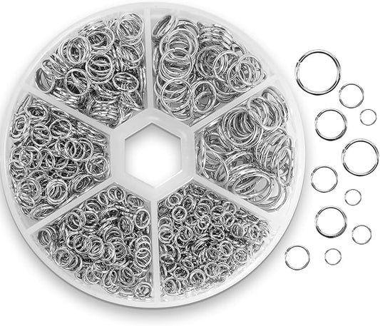 1100Pcs Open Jump Rings, Silver Jump Rings Set Stainless Steel Jump Ring O Ring Connectors for Jewelry Making Bracelet Earrings Necklace Connectors (4/5/6/7/8/10mm)…