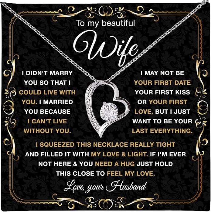 Mapileng To My Wife – Love Knot Necklace from Husband with Heartfelt Message Card & Elegant Luxury Gift Box, A Meaningful Romantic Jewelry Gift for Anniversary, Birthday, Wedding, Christmas