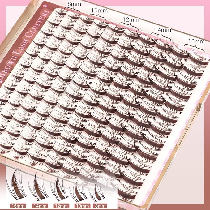 Brown Lash Clusters Natural Manga Eyelash Clusters Wispy Fairy Cluster Eyelash Extensions Clear Band Individual Lashes Dark Brown Cluster Lashes 8-16mm C Curly Lash Extension by ZANLUFLY