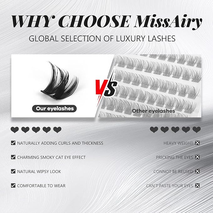 MissAiry Flaunt Lash Clusters Wispy Cluster Eyelash Extensions 8-18MM Wispy Lash Clusters Flora Cluster Lashes D Curly Cluster Eyelash Extensions Wet Look Natural DIY Lashes Clusters(Flaunt 8-18MM)