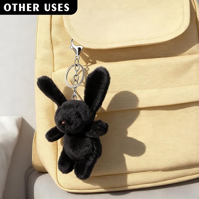 Bunny Keychain Plush 3.5'Inch Bag Charms Cute Stuff Mini Backpack Purse Charms Rabbit Key Chains Women Cute Girls Gift