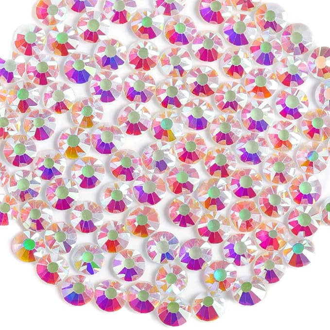 Beadsland Flat Back Crystal Rhinestones Round Gems for Nail Art and Craft Glue Fix, Transparent AB, 4.6-4.8mm, SS20/1440pcs