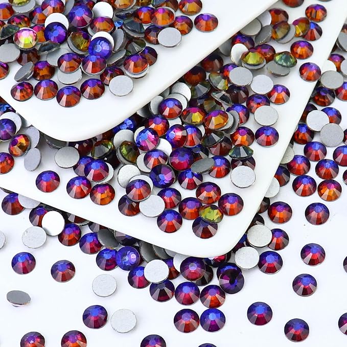 1440PCS SS12 Crystal Glass Flatback Rhinestones, Round Flat Back Crystal Gems for Nail Art and Craft Clothes, Glue Fix Diamond Stones Blue Flame (2.9-3.0mm)