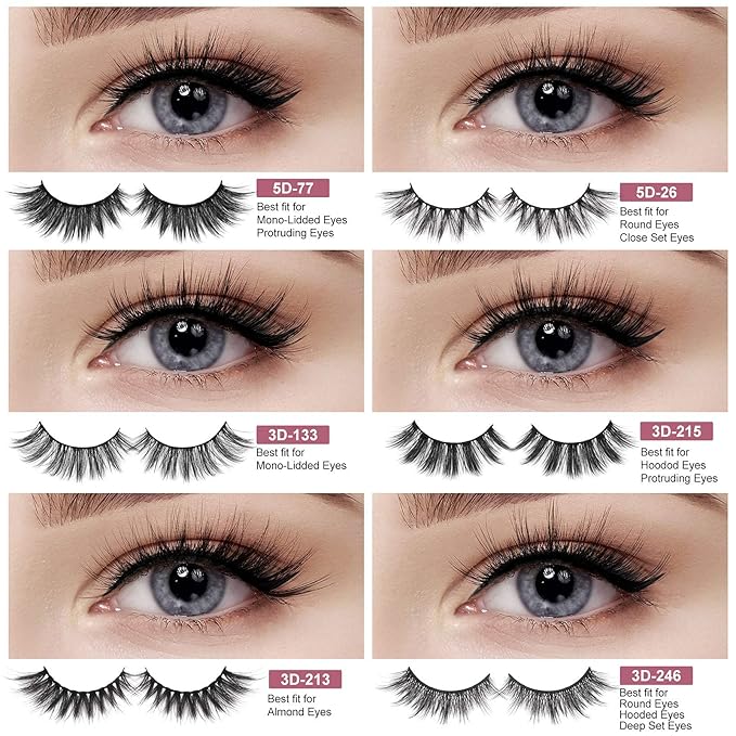 MAGEFY 30 Pairs 6 Styles Faux Mink Eyelashes, 16mm-20mm Lashes Natural Look to Dramatic False Eyelashes, Handmade Reusable Fake Eyelashes with Portable Boxes