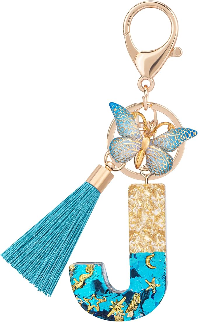 Suweibuke Cute Pink Key Chains for Women Girls, Initial Letter Keychains with Tassel, Charms for Key Purse Handbags Backpacks