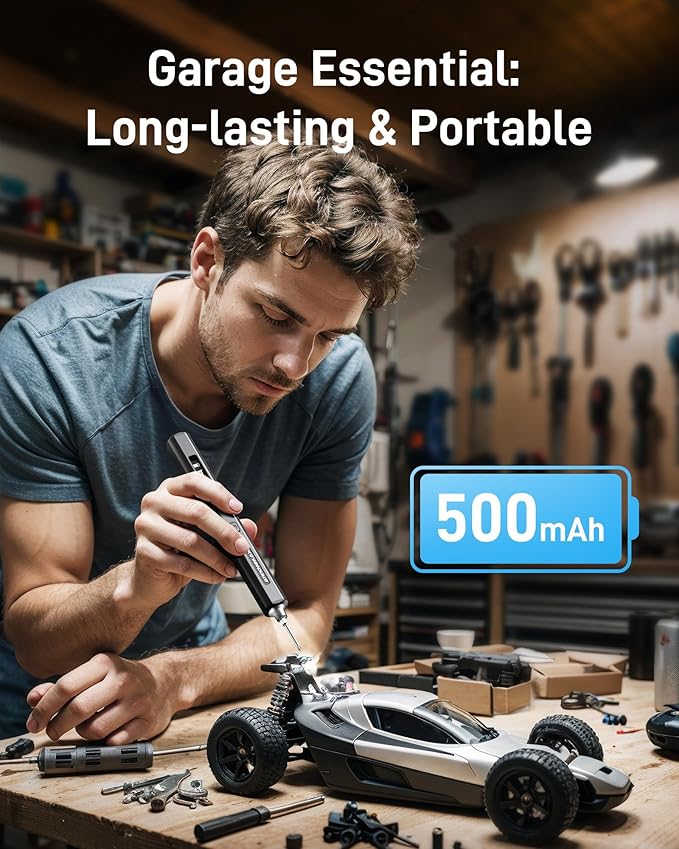 AM ARROWMAX Electric Screwdriver Set - Rechargeable with 32-bit Microprocessor & HD OLED Display for High Precision Tasks, Up to 3.47 in-lb / 4.0kgf.cm Torque, Perfect for Model Repairs