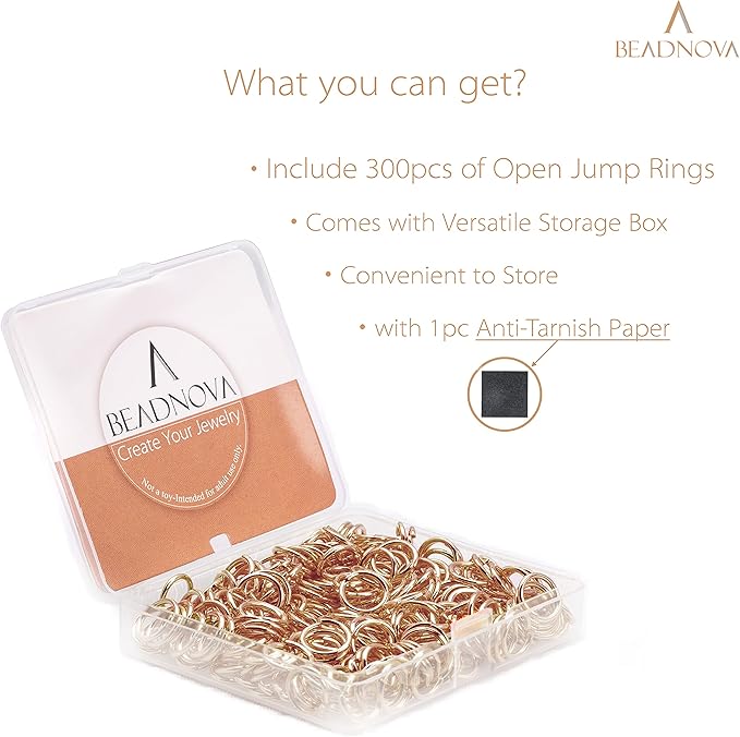 BEADNOVA 10mm Jump Rings Rose Gold Jewelry Jump Rings for Jewelry Making Accessories Makings for Keychains (300Pcs)