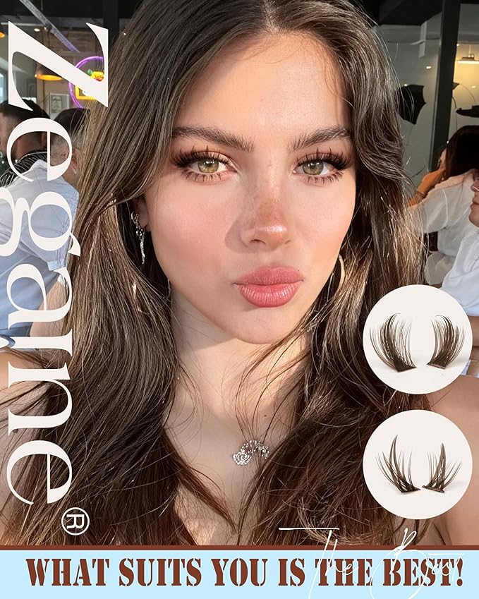 Brown Lash Clusters With Spikes Bottom Eyelash Clusters Wispy Cluster Eyelash Extensions Brown Manga Lash Clusters Fluff Individual Lashes 12-18MM 264Pcs by Zegaine