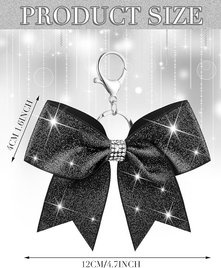 Tondiamo Cheer Bow Keychain Cheer Keychain with Rhinestones Cheerleader Keyrings for Teen Cheerleading Sports Accessory