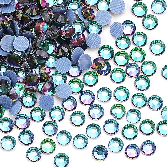 2880pcs Hotfix Rhinestones Flatback Crystal Rhinestones for Crafts Crafting Clothes Shoes DIY Decorations, 2.4mm SS8, Green Blaze