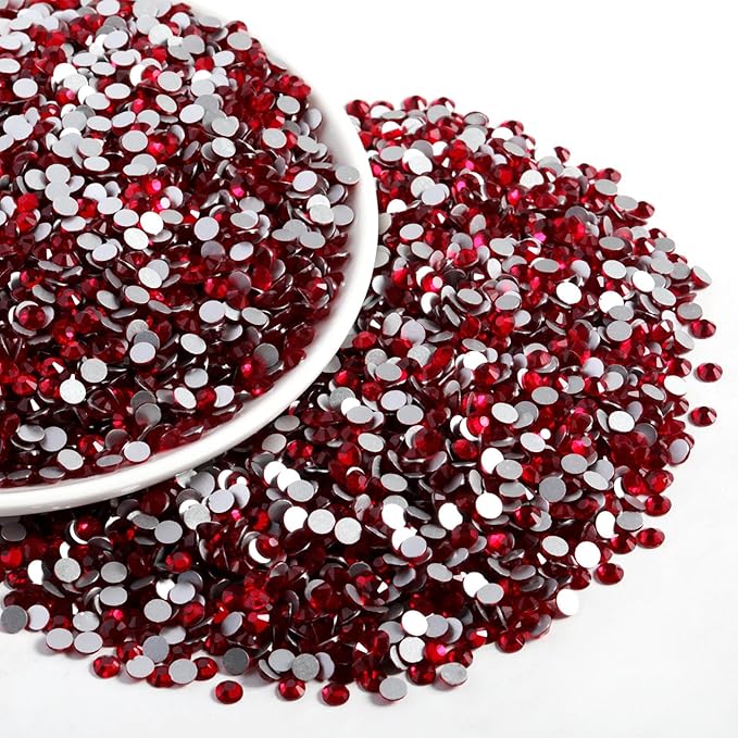 Beadsland Flatback Rhinestones Bulk, 14400pcs Red Rhinestones for Nails Crafts Clothes DIY Decoration, Siam, SS20, 4.6-4.8mm