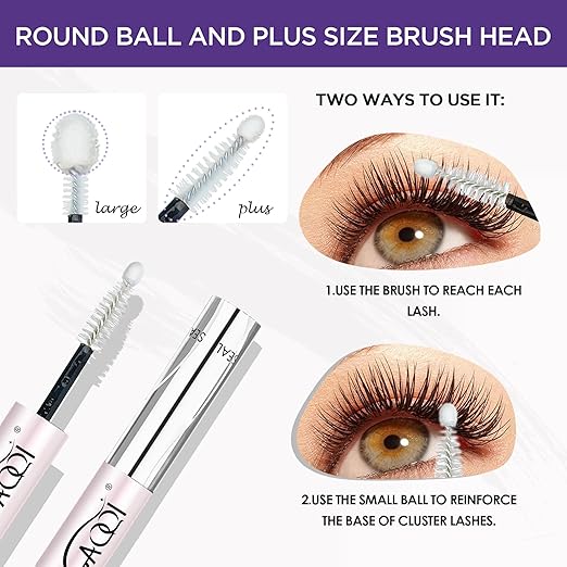 GAQQI Lash Cluster Glue, Lash Bond and Seal Waterproof, Bond & Seal Eyelash Glue for Clusters, Eyelash Adhesive Black Long-Lasting 72H, Latex-Free（5ml+5ml）