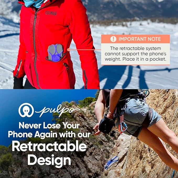 Pulpo Anti Theft Phone Leash with Retractable Dyneema Tether, Secure Phone Leash and Strap for Skiing, Kayak, Travel and Festivals, Fits Smartphones up to 6.8 Inches, Ash Lavender