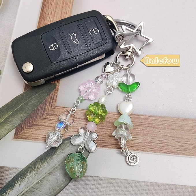 Keychain Bag Accessories Cute Cherry Strawberry Flower Keychains Accessories Decor for Keys Bags Purses Gift