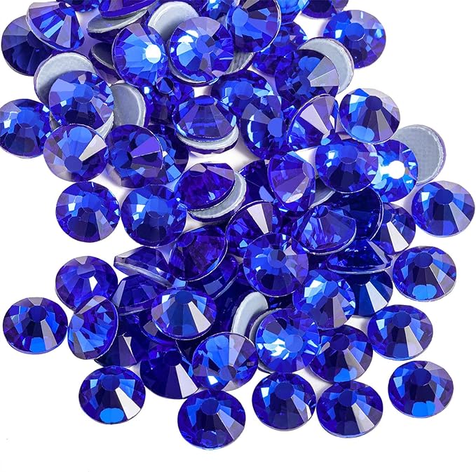 Beadsland Hotfix Rhinestones, 288pcs Crystal Rhinestones for Crafts Clothes DIY Decoration, Sapphire, SS34, 7.0-7.3mm