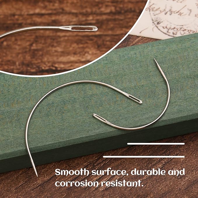 40 Pcs Curved Sewing Needles 4 Sizes commonly Curved Leather Quilting Needles Upholstery Weaving Needles Embroidery Needle for Leather Projects Carpet or Canvas Wig Making