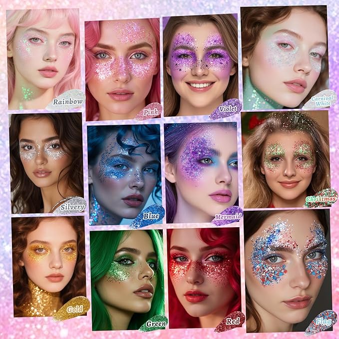 Violet Face and Body Glitter Stick for Sparkling Makeup, Hair Glitter Accessories for Women, Highlighting Stick for Fairy Dust Makeup, Cheerful Face Glitter for Festive Parties and Carnivals