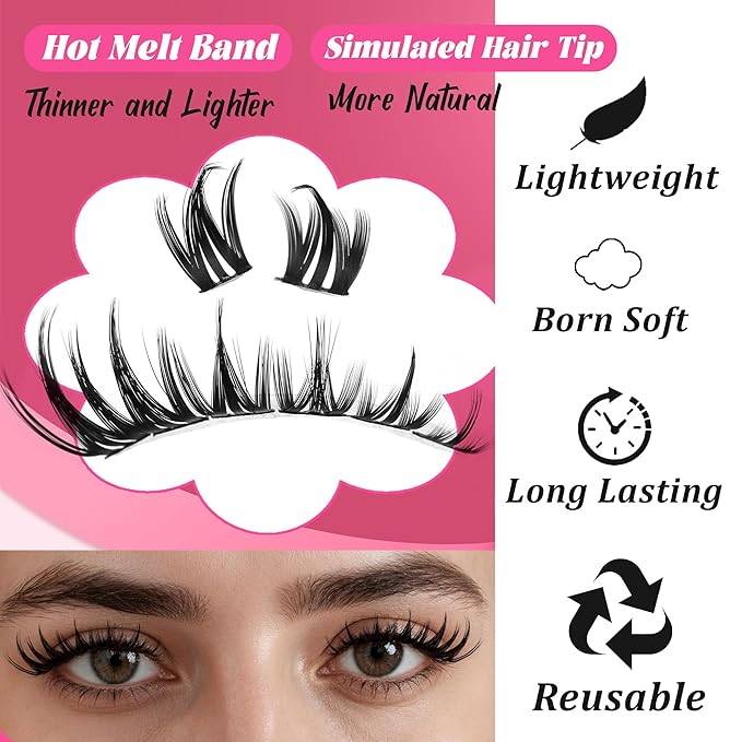Lash Clusters 120PCS Eyelash Clusters Kit Volume Long 8-18mm C/D Curl Individual Lashes DIY Spiky Lash Extension Mega Cluster Eyelash Extensions Reusable for Beginners Lashes Thick
